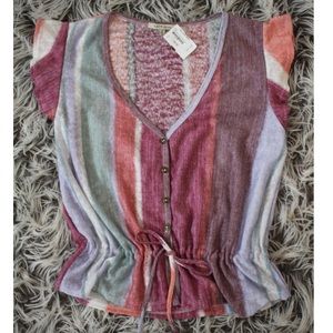 Little Miss Muffin Women’s Striped Button Down Top